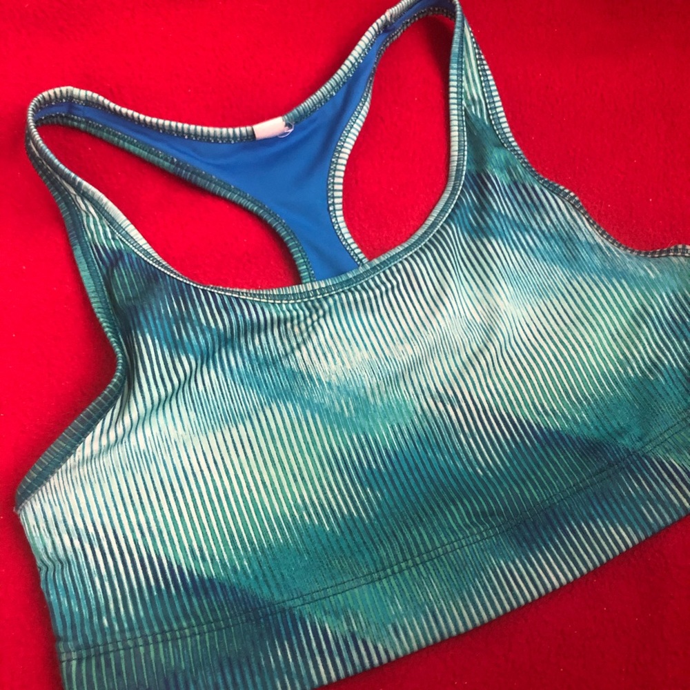 Sport Bra Yoga top teal green stripe S